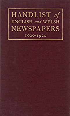 [MUDDIMAN, Joseph George, 1861-1939] : TERCENTENARY HANDLIST OF ENGLISH & WELSH NEWSPAPERS, MAGAZINES & REVIEWS.