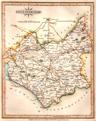 ANTIQUE MAP: LEICESTERSHIRE.