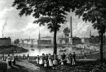 ANTIQUE PRINT: VIEW OF GLASGOW, FROM BEYOND THE HUMANE SOCIETY HOUSE.