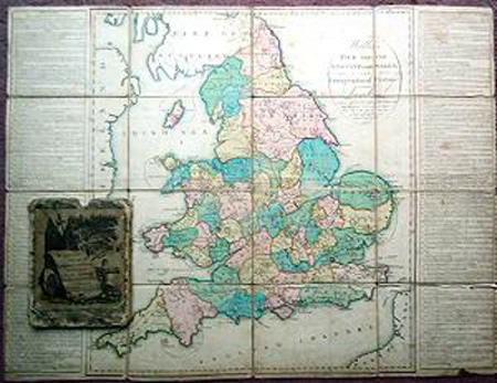 ANTIQUE MAP: WALLIS’S TOUR THROUGH ENGLAND AND WALES, A NEW GEOGRAPHICAL PASTIME.
