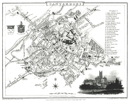 ANTIQUE MAP: CANTERBURY.