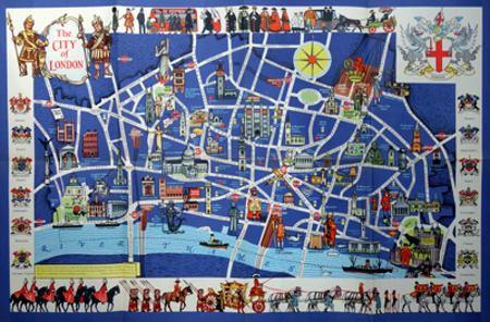 ANTIQUE MAP: THE CITY OF LONDON : PICTORIAL MAP [COVER TITLE].